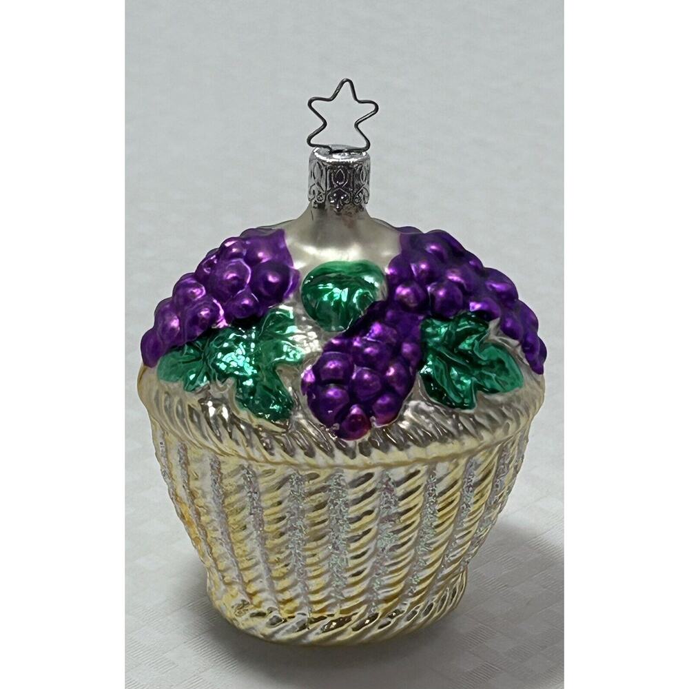 Vintage Christmas Tree Ornament‎ Basket of Grapes German Mercury Glass Inge Glas